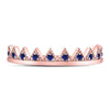 10k Rose Gold Womens Round Blue Sapphire Chevron Stackable Band Ring 1/10 Cttw