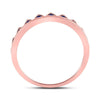10k Rose Gold Womens Round Blue Sapphire Chevron Stackable Band Ring 1/10 Cttw