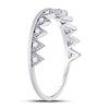 10k White Gold Womens Round Diamond Chevron Stackable Band Ring 1/10 Cttw
