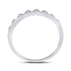 10k White Gold Womens Round Diamond Chevron Stackable Band Ring 1/10 Cttw