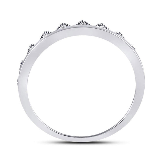 10k White Gold Womens Round Diamond Chevron Stackable Band Ring 1/10 Cttw
