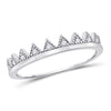 10k White Gold Womens Round Diamond Chevron Stackable Band Ring 1/10 Cttw