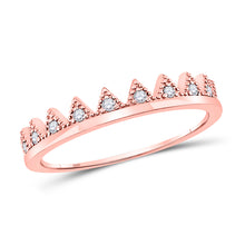  10k Rose Gold Womens Round Diamond Chevron Stackable Band Ring 1/10 Cttw