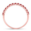 10k Rose Gold Womens Round Ruby Single Row Stackable Ring 1/8 Cttw