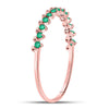10k Rose Gold Womens Round Emerald Stackable Band Ring 1/8 Cttw