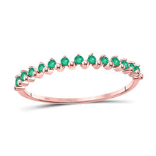  10k Rose Gold Womens Round Emerald Stackable Band Ring 1/8 Cttw