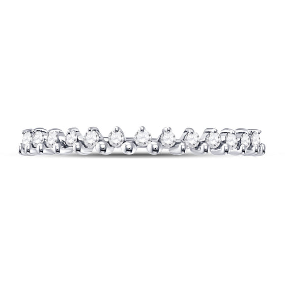 10k White Gold Womens Round Diamond Stackable Band Ring 1/8 Cttw