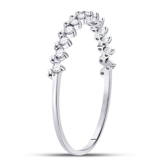 10k White Gold Womens Round Diamond Stackable Band Ring 1/8 Cttw