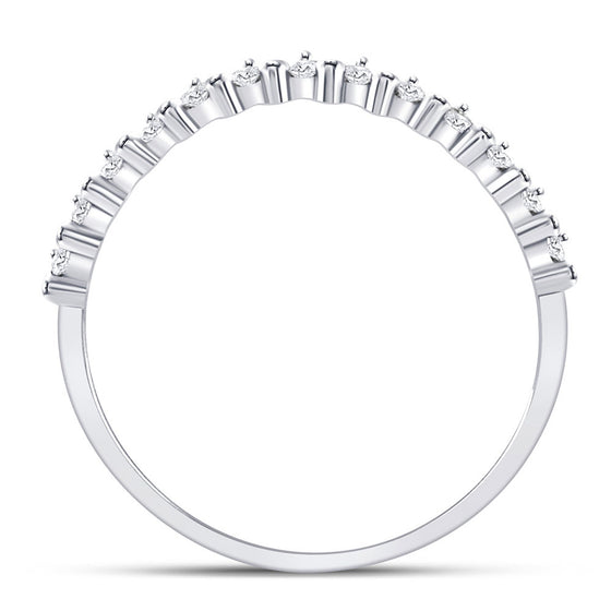 10k White Gold Womens Round Diamond Stackable Band Ring 1/8 Cttw