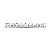  10k White Gold Womens Round Diamond Stackable Band Ring 1/8 Cttw