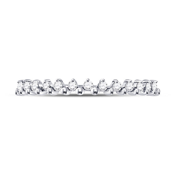 10k White Gold Womens Round Diamond Stackable Band Ring 1/8 Cttw