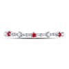 10k White Gold Womens Round Ruby Diamond Beaded Stackable Band Ring 1/20 Cttw