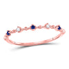 10k Rose Gold Womens Round Blue Sapphire Diamond Beaded Stackable Band Ring 1/20 Cttw