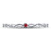 10k White Gold Womens Round Ruby Solitaire Stackable Band Ring .01 Cttw