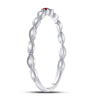 10k White Gold Womens Round Ruby Solitaire Stackable Band Ring .01 Cttw