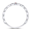 10k White Gold Womens Round Ruby Solitaire Stackable Band Ring .01 Cttw