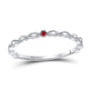 10k White Gold Womens Round Ruby Solitaire Stackable Band Ring .01 Cttw