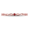 10k Rose Gold Womens Round Ruby Solitaire Beaded Stackable Band Ring .01 Cttw
