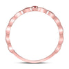 10k Rose Gold Womens Round Ruby Solitaire Beaded Stackable Band Ring .01 Cttw