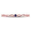 10k Rose Gold Womens Round Blue Sapphire Milgrain Stackable Band Ring .01 Cttw