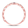 10k Rose Gold Womens Round Blue Sapphire Milgrain Stackable Band Ring .01 Cttw