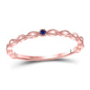 10k Rose Gold Womens Round Blue Sapphire Milgrain Stackable Band Ring .01 Cttw