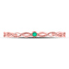 10k Rose Gold Womens Round Emerald Solitaire Milgrain Stackable Band Ring .01 Cttw