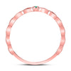10k Rose Gold Womens Round Emerald Solitaire Milgrain Stackable Band Ring .01 Cttw