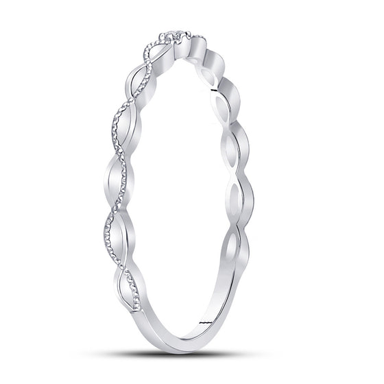 10k White Gold Womens Round Diamond Stackable Band Ring .01 Cttw