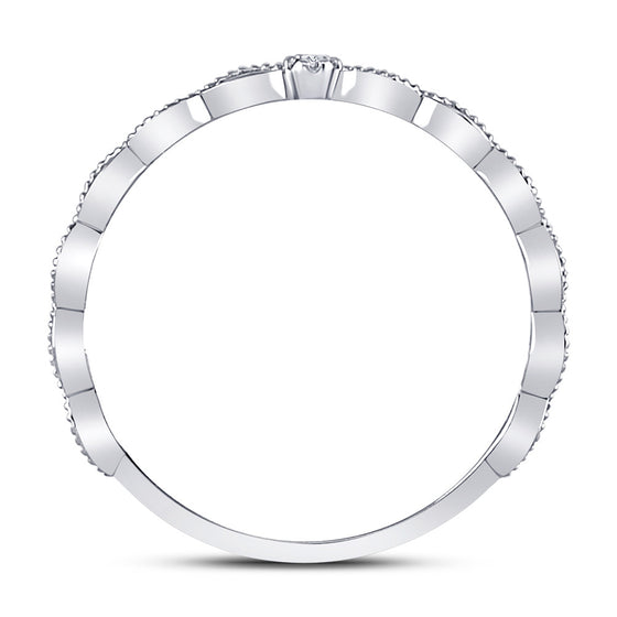 10k White Gold Womens Round Diamond Stackable Band Ring .01 Cttw