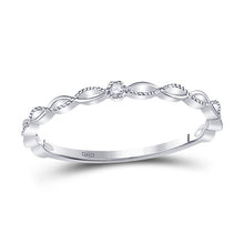  10k White Gold Womens Round Diamond Stackable Band Ring .01 Cttw