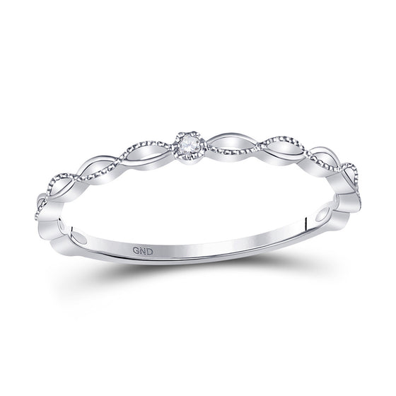 10k White Gold Womens Round Diamond Stackable Band Ring .01 Cttw