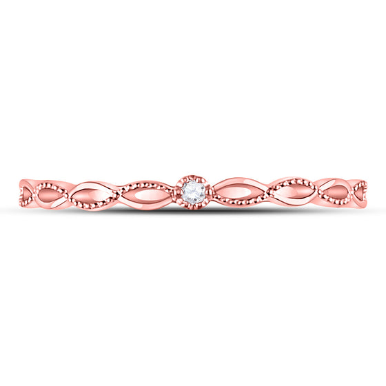 10k Rose Gold Womens Round Diamond Stackable Band Ring .01 Cttw