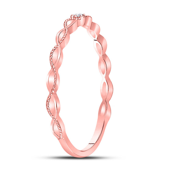 10k Rose Gold Womens Round Diamond Stackable Band Ring .01 Cttw