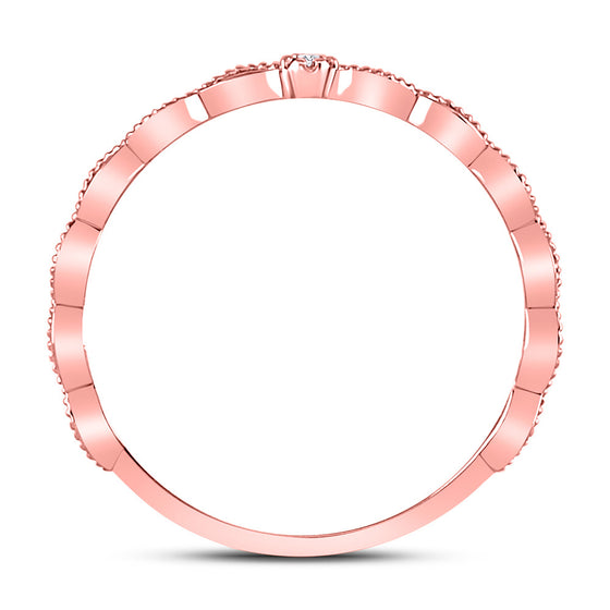 10k Rose Gold Womens Round Diamond Stackable Band Ring .01 Cttw