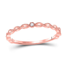  10k Rose Gold Womens Round Diamond Stackable Band Ring .01 Cttw