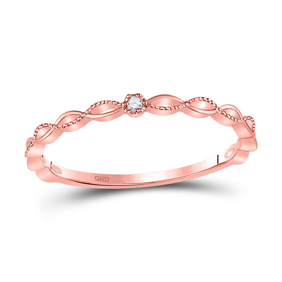 10k Rose Gold Womens Round Diamond Stackable Band Ring .01 Cttw