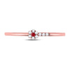 10k Rose Gold Womens Round Ruby Diamond Stackable Band Ring 1/20 Cttw