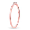 10k Rose Gold Womens Round Ruby Diamond Stackable Band Ring 1/20 Cttw