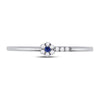 10k White Gold Womens Round Blue Sapphire Diamond Stackable Band Ring 1/12 Cttw