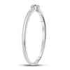 10k White Gold Womens Round Blue Sapphire Diamond Stackable Band Ring 1/12 Cttw