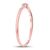 10k Rose Gold Womens Round Blue Sapphire Diamond Stackable Band Ring 1/12 Cttw