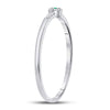 10k White Gold Womens Round Emerald Diamond Stackable Band Ring 1/20 Cttw