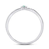 10k White Gold Womens Round Emerald Diamond Stackable Band Ring 1/20 Cttw