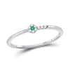 10k White Gold Womens Round Emerald Diamond Stackable Band Ring 1/20 Cttw