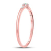 10k Rose Gold Womens Round Emerald Diamond Slender Stackable Band Ring 1/20 Cttw