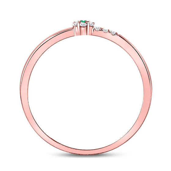 10k Rose Gold Womens Round Emerald Diamond Slender Stackable Band Ring 1/20 Cttw
