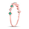 10k Rose Gold Womens Round Emerald Diamond Square Stackable Band Ring 1/5 Cttw