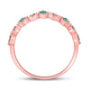 10k Rose Gold Womens Round Emerald Diamond Square Stackable Band Ring 1/5 Cttw