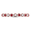10k Rose Gold Womens Round Ruby Diamond Beaded Dot Stackable Band Ring 1/6 Cttw